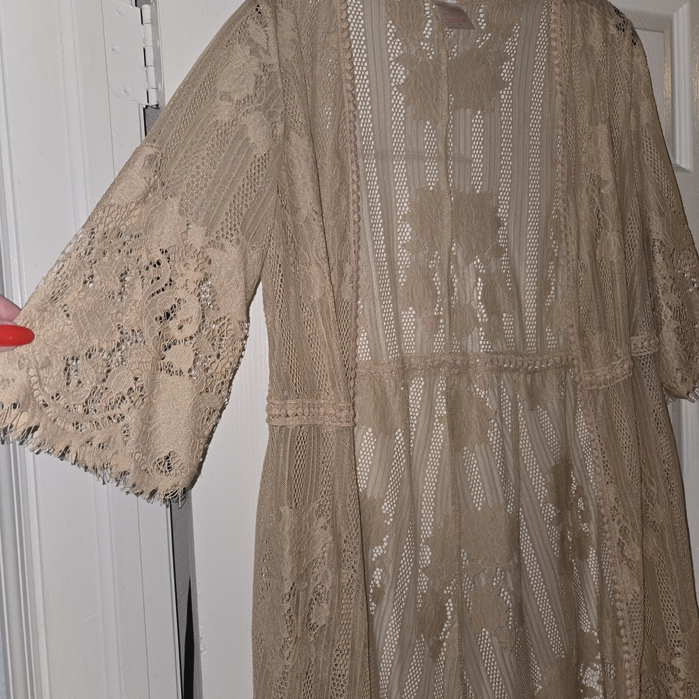 No Boundaries Lace Top in Tan